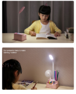4 in 1 Multifunction LED Desk Lamp with Fan, Pen Holder & Phone Stand, Rechargeable USB Table Lamp with Adjustable Brightness, Portable Study Light for Home Office Kids - Image 2